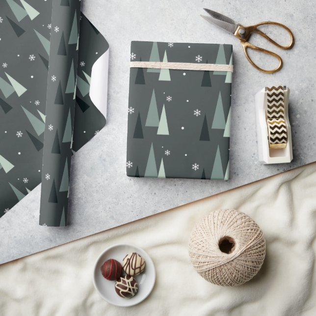 Presente Papel de enrolamento de árvores de Natal moderno (Artesanato)