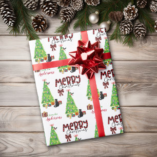 Presente Papel de enrolamento de árvores de Natal, pássar