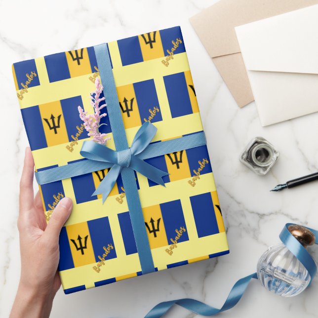 Presente Papel de enrolamento de Barbados, amarelo, pavilhã (Presentear)