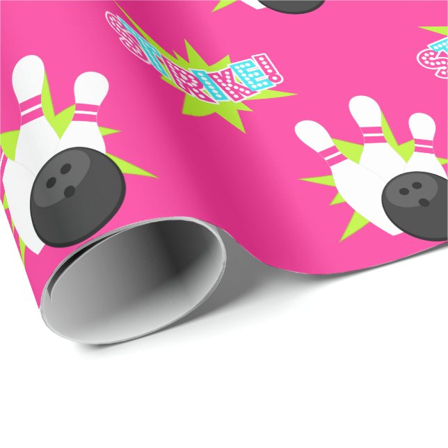 Presente Papel de enrolamento de Boliches Rosa Neon (Ponta do rolo)