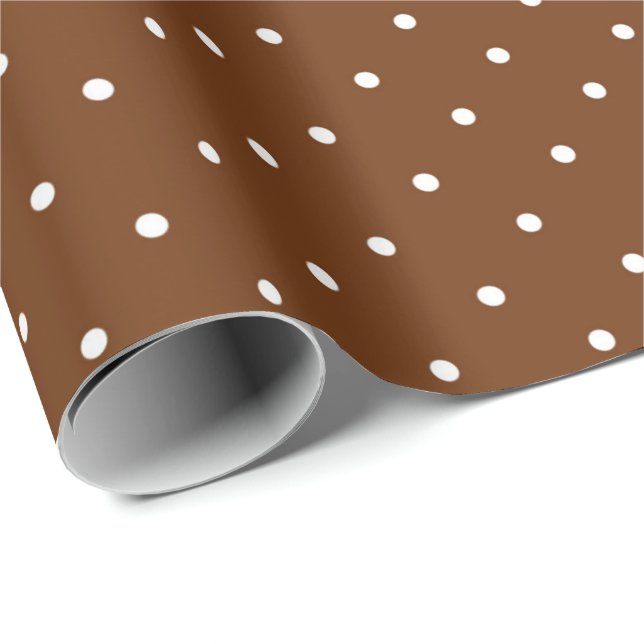 Presente Papel de enrolamento de Bolinhas marrom e branca (Ponta do rolo)