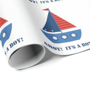 Presente Papel de enrolamento de Chá Baby Boy Sailboat