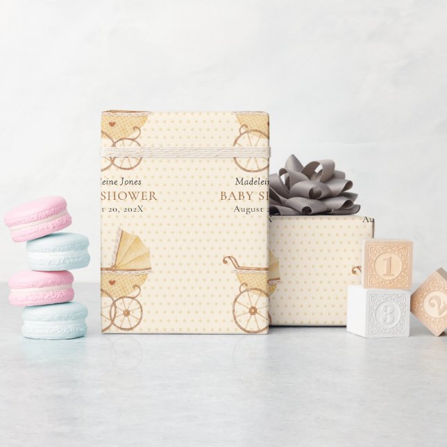 Presente Papel de enrolamento de Chás de fraldas de aquarel (Chá de bebê)