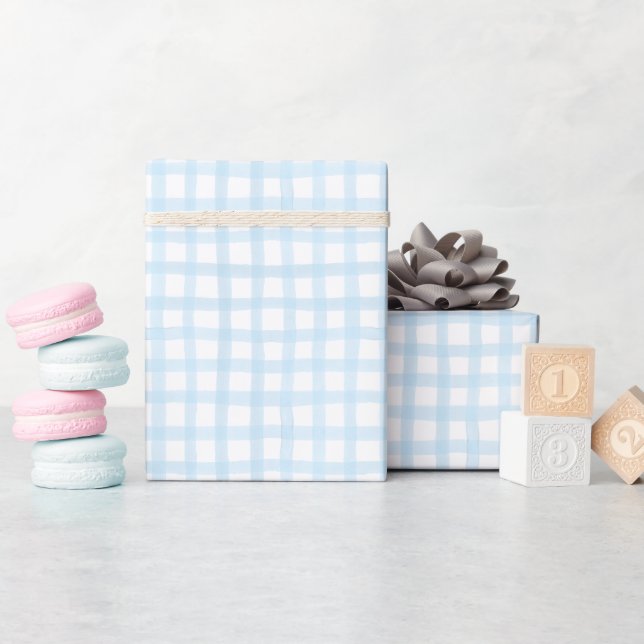 Presente Papel de enrolamento de Chás de fraldas Gingham, d (Chá de bebê)