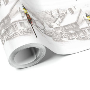 Presente Papel de enrolamento de cidades do natal vintage