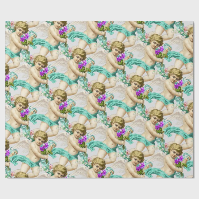 Presente Papel de enrolamento de cinzas de Aqua Cherubs (Aberto)