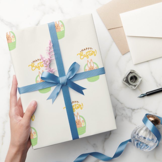 Presente Papel de enrolamento de coelhinhos de felz pascoa (Presentear)