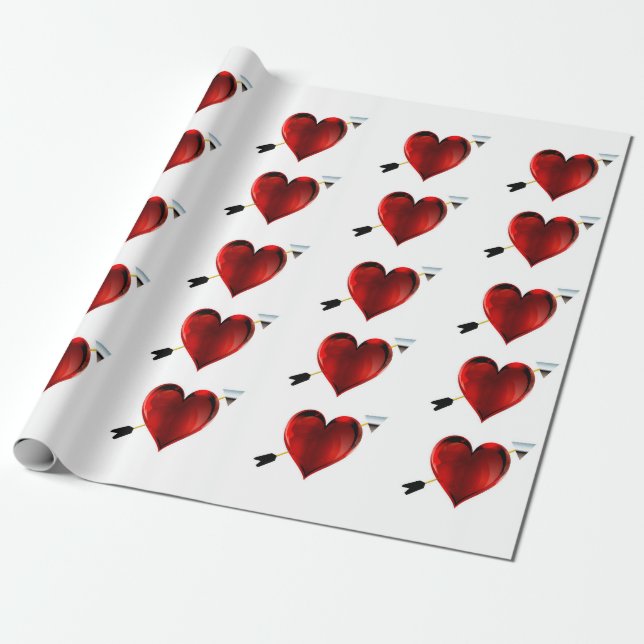 Presente Papel de Enrolamento de Corações (Desenrolado)