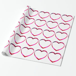 Presente Papel de enrolamento de corações cor-de-rosa