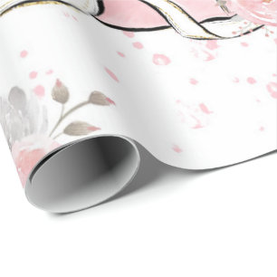 Presente Papel de enrolamento de elefante-brilho rosa