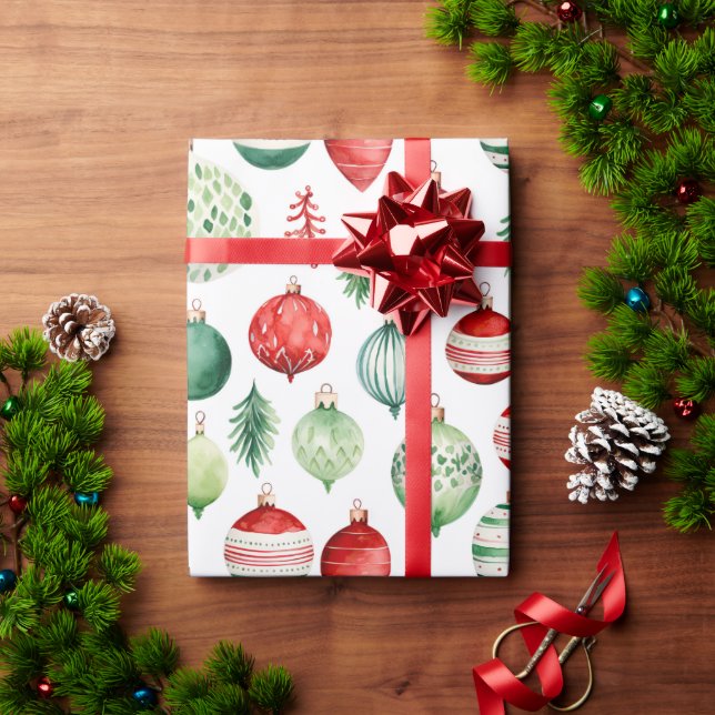 Presente Papel de enrolamento de Enfeites de natal retrorre (Presente de Natal)