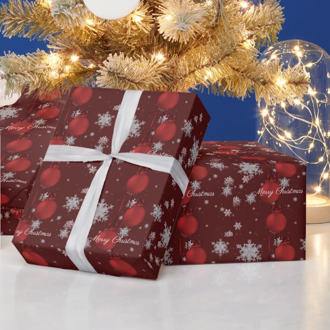 Presente Papel de enrolamento de Enfeites de natal vermelho (Feriados)