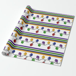 Presente Papel de enrolamento de feriado com Feliz e risca