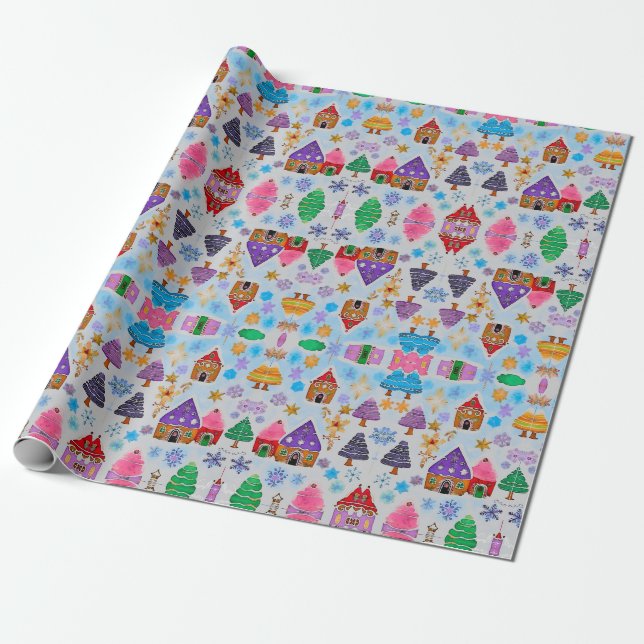 Presente Papel de enrolamento de festas de design Gingerpão (Desenrolado)