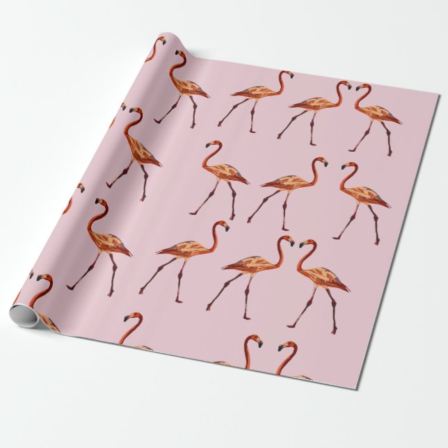 Presente Papel de enrolamento de Flamingos rosa (Desenrolado)