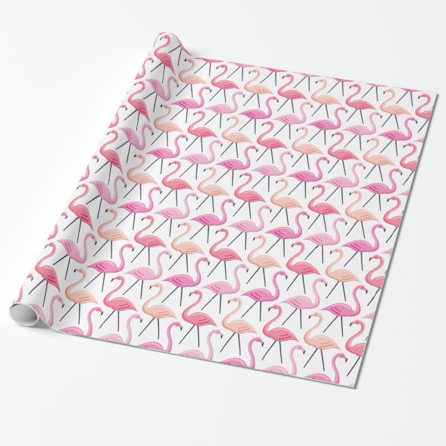 Presente Papel de enrolamento de Flamingos rosa (Desenrolado)