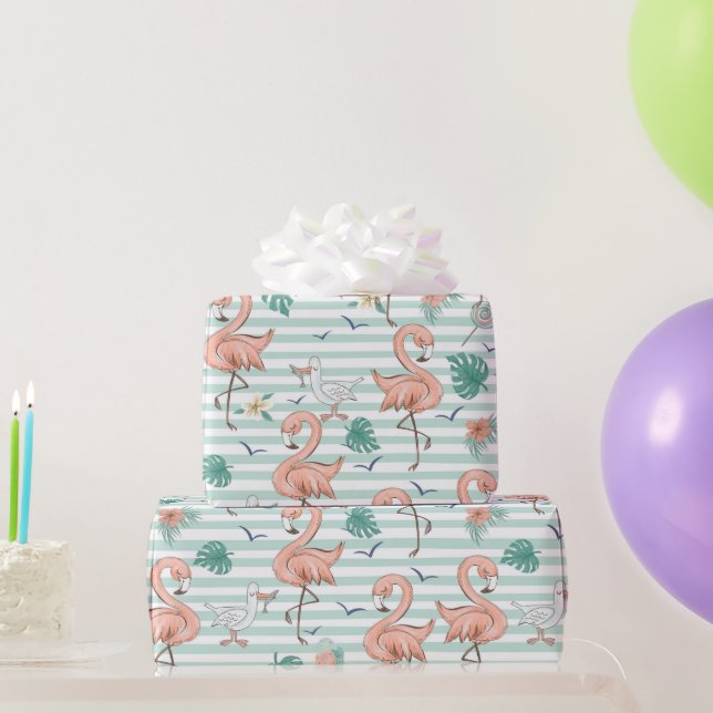 Presente Papel de enrolamento de Flamingos rosa (Presentes para festas)