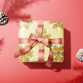 Presente Papel de enrolamento de flocos de neve Dourados re