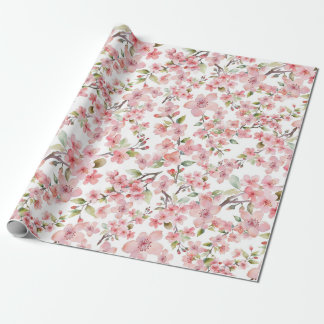 Presente Papel de enrolamento de flores de cereja com aquar