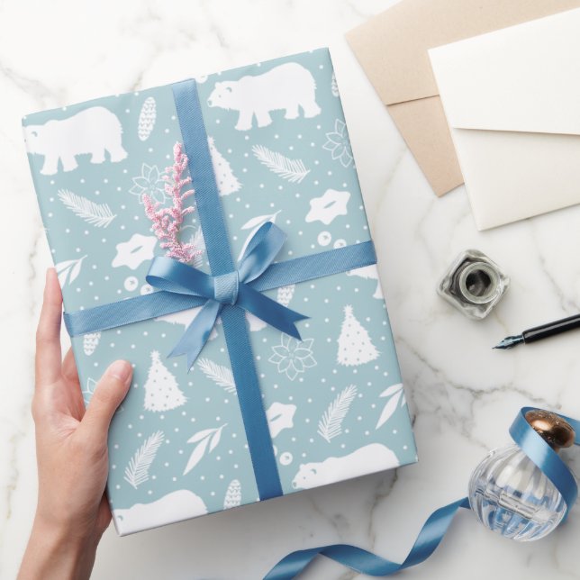 Presente Papel de enrolamento de folhagem de Natal de Ursos (Presentear)