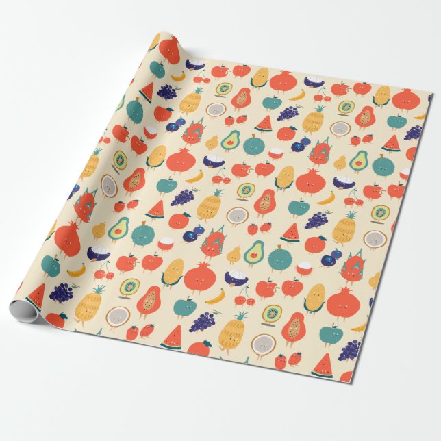 Presente Papel de enrolamento de Frutas tropical (Desenrolado)