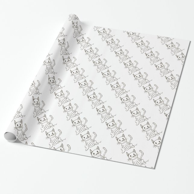 Presente Papel de enrolamento de Gatinhos pintado (Desenrolado)