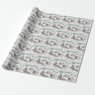 Presente Papel de enrolamento de gatos de natais vintages