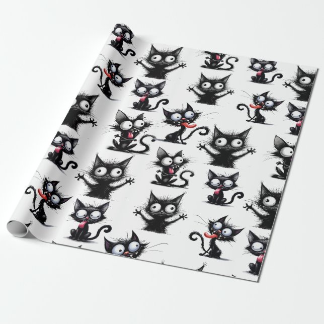 Presente Papel de enrolamento de gatos loucos (Desenrolado)