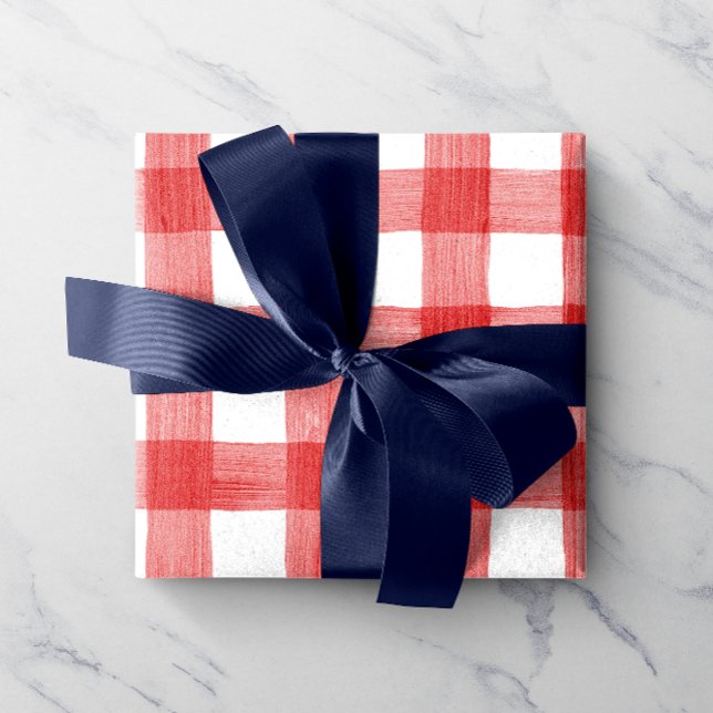 Presente Papel de enrolamento de Gingham, Cor de Água Verme (Criador carregado)