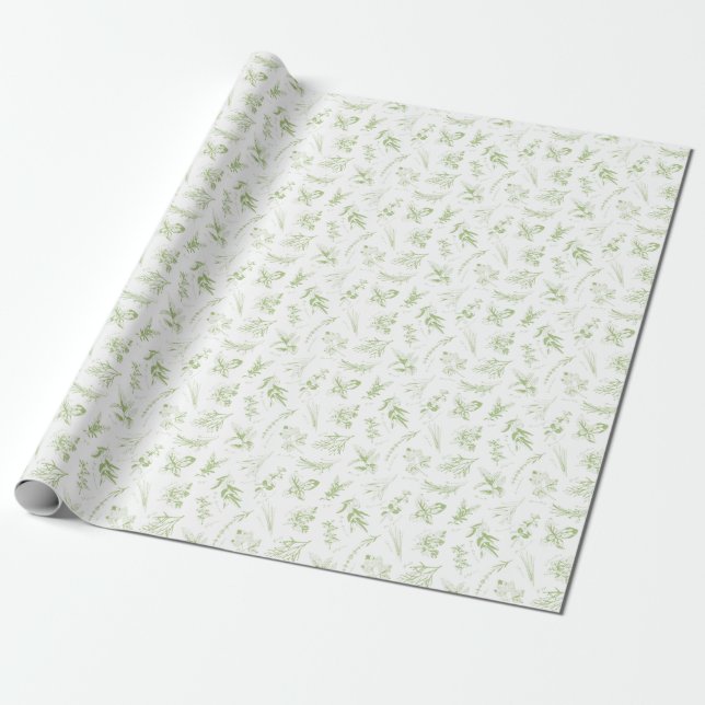 Presente Papel de enrolamento de herbos e nomes de cozinha (Desenrolado)
