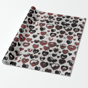 Presente Papel de enrolamento de Impressão de coração.