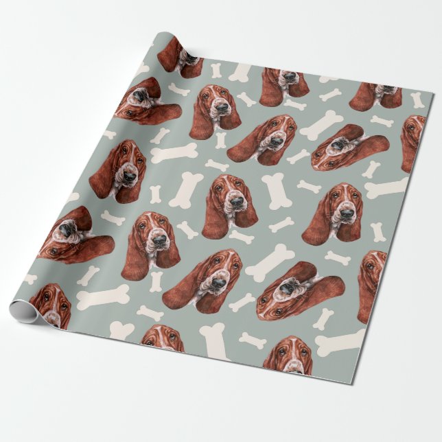 Presente Papel de enrolamento de Impressão de Hound basset (Desenrolado)