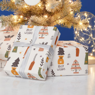 Presente Papel de enrolamento de melhores desejos de Natal,
