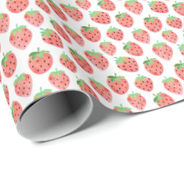 Presente Papel de enrolamento de morangos com aquarelas