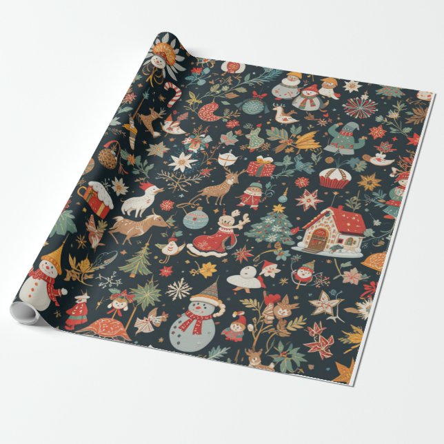 Presente Papel de enrolamento de Natal 30 polegadas x 15 pé (Desenrolado)