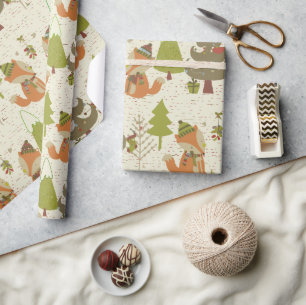 Presente Papel de enrolamento de Natal da Raposa de Férias