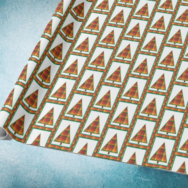 Presente Papel de enrolamento de Natal da Xadrez de Árvore  (Criador carregado)
