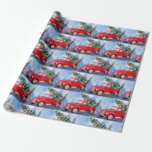 Presente Papel de enrolamento de Natal de caminhão vermelho
