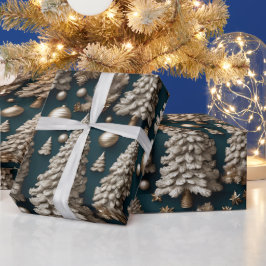 Presente Papel de enrolamento de Natal de luxo ouro
