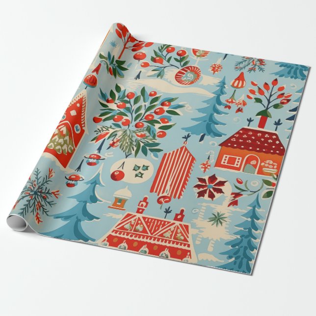 Presente Papel de enrolamento de Natal dos anos 40 (Desenrolado)