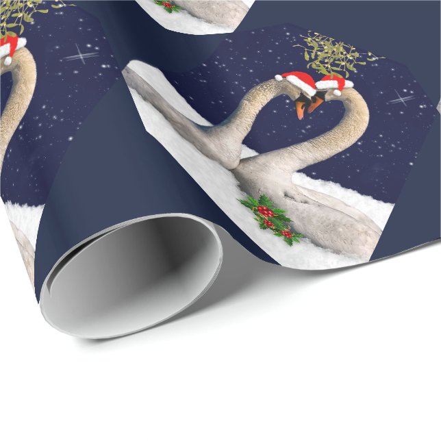 Presente Papel de enrolamento de Natal dos Cisnes Sazonais (Ponta do rolo)