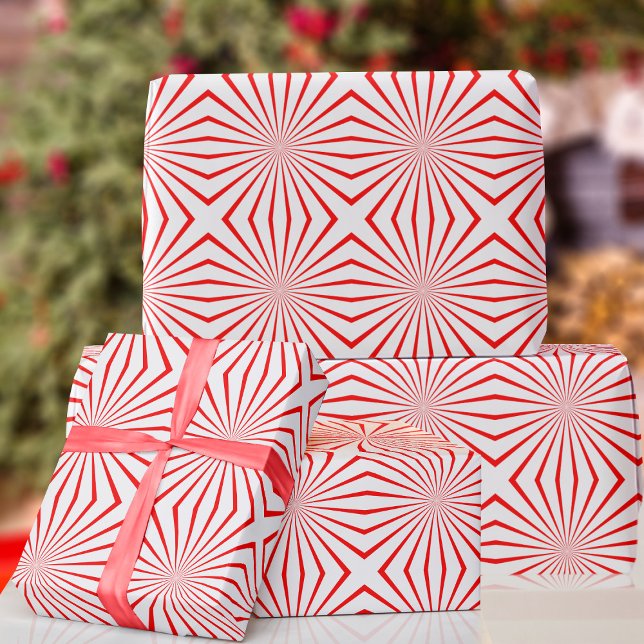 Presente Papel de enrolamento de Natal em Abstrato branco e (Fun and funky red and white wrapping paper just for you.)