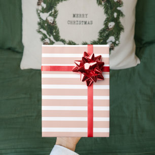 Presente Papel de enrolamento de Natal em tiras Rosa Modern