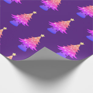 Presente Papel de enrolamento de Natal roxo com árvore