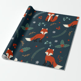 Presente Papel de enrolamento de Natal (Tema da Raposa Verm