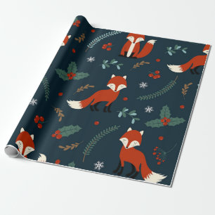 Presente Papel de enrolamento de Natal (Tema da Raposa Verm