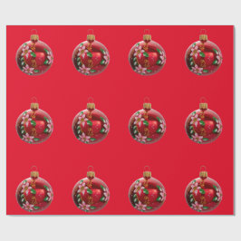 Presente Papel de enrolamento de ornamentos vermelhos