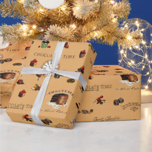Presente Papel de enrolamento de padrão de chocolate em vin