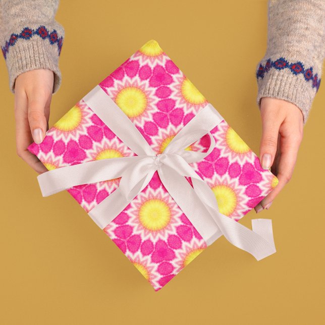 Presente Papel de enrolamento de padrão de girassol amarelo (Criador carregado)