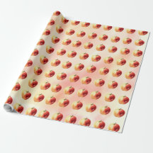 Papel de enrolamento de padrão de maçã em aquarela